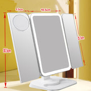 Trifold Makeup Mirror With Light 68 LED Vanity Mirrors 10X Magnifying 180Rotation