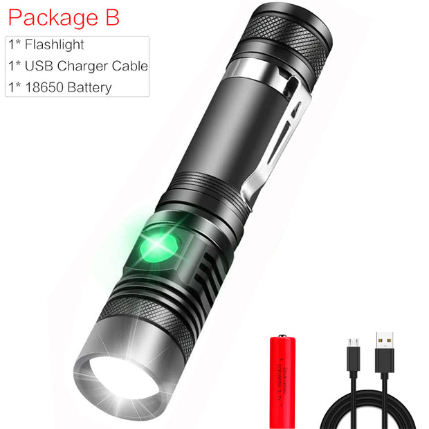 Portable Mini WT518 T6 1000Lumens 3 Modes Black Zoomable LED Flashlight Lighting Clicky Clip on Flashlights Torches Lightweight