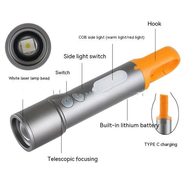 Outdoor Camping Waterproof Long-range White Laser Flashlight