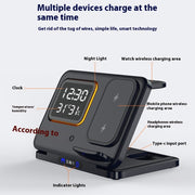 15W Wireless Chargers Stand 5 In1 LED Digital Alarm Clock Fast Charging Dock Station